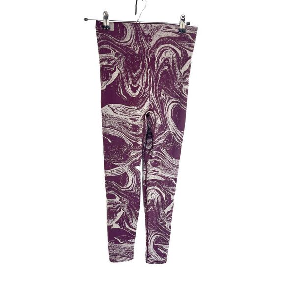 Athleta Womens Small Maroon Silver Metallic Marble Aurora Shine Tight Leggings - Picture 3 of 11